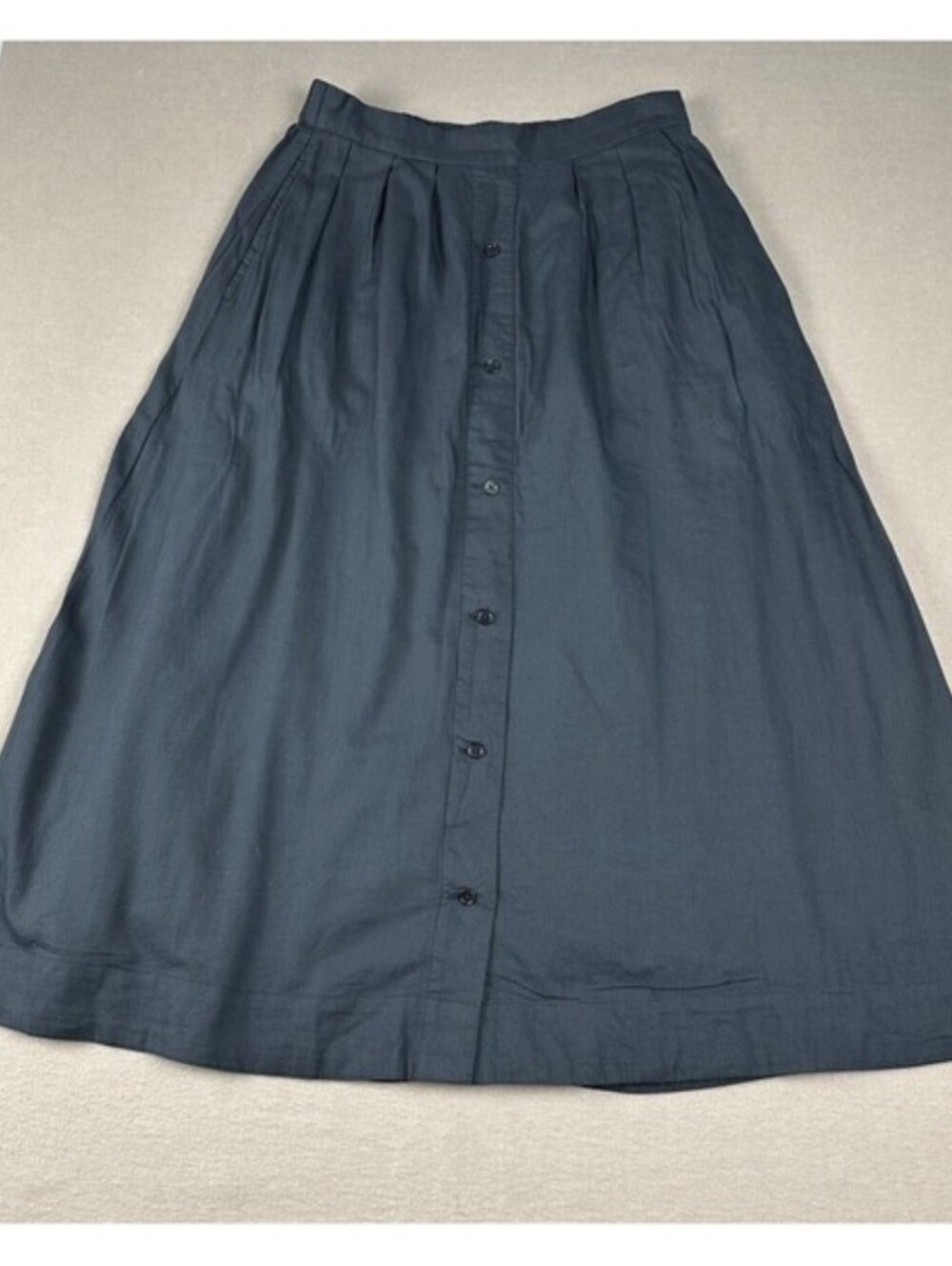 Pact Navy Button-Front Maxi Skirt with Pleated Waist